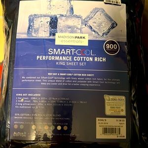 King Sheet Set Navy OEKO-TEX certified Smart-Cool NWOT